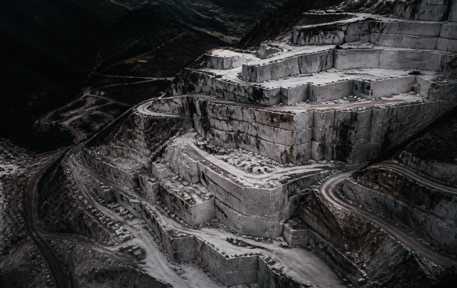 Aerial view of a marble quarry